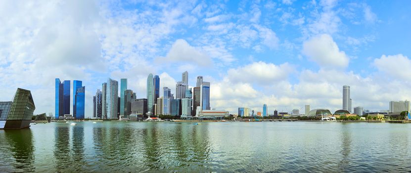 Wide panoramic view Singapore downtown