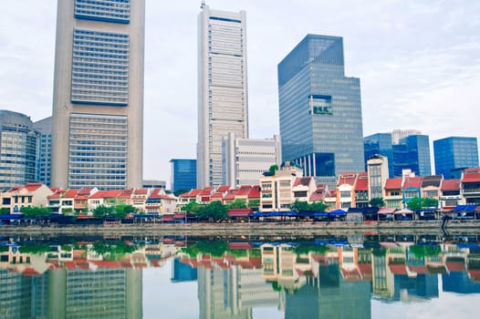 Historical Boat quay district in Singapore