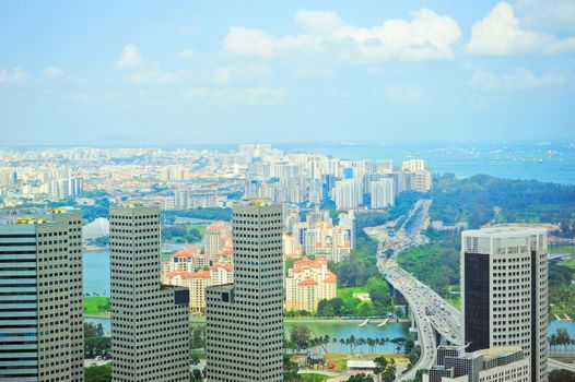 Aerial view of modern asian city. Singapore