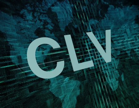 Words on digital world map concept: CLV