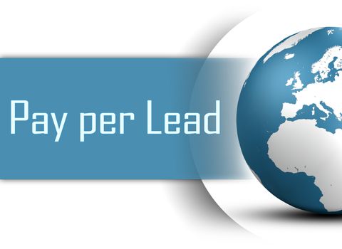 Pay per Lead concept with globe on white background