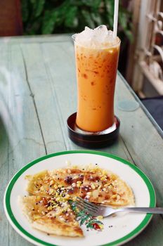 Southern flat bread with sweetened condensed milk and seasame 