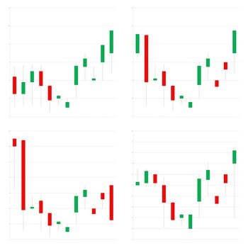 Four different japanese candlestick chart in white background