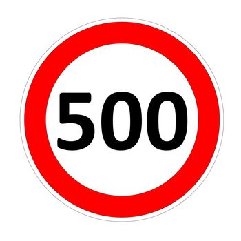 500 speed limitation road sign in white background
