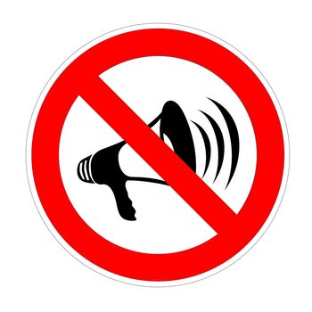 No megaphone, speaker or bullhorn area sign in white background