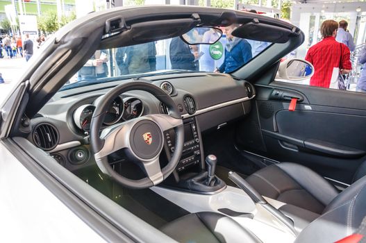 FRANKFURT - SEPT 21: Porsche Boxster Spyder 988 presented as world premiere at the 65th IAA (Internationale Automobil Ausstellung) on September 21, 2013 in Frankfurt, Germany