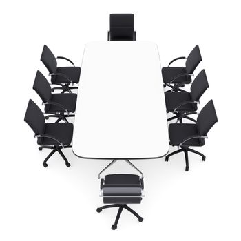 Office chairs and round table. Isolated render on a white background