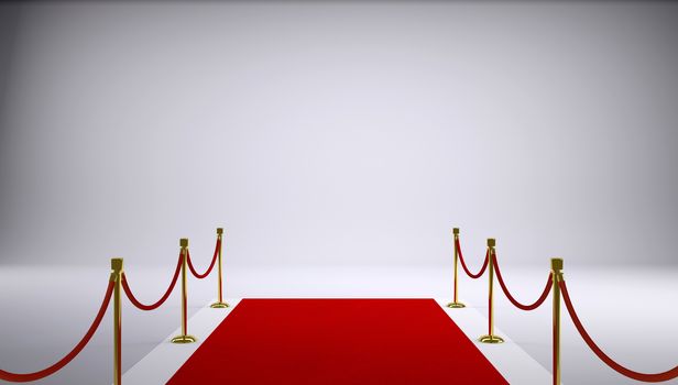 The red carpet. Gray background. 3d rendering