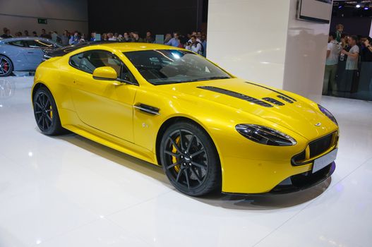 FRANKFURT - SEPT 21: ASTON MARTIN V12 VANTAGE S presented as world premiere at the 65th IAA (Internationale Automobil Ausstellung) on September 21, 2013 in Frankfurt, Germany