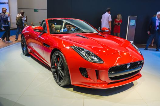 FRANKFURT - SEPT 21: JAGUAR F-TYPE presented as world premiere at the 65th IAA (Internationale Automobil Ausstellung) on September 21, 2013 in Frankfurt, Germany