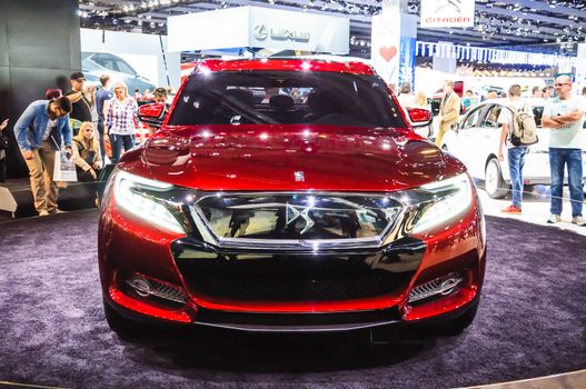 FRANKFURT - SEPT 21: Citro��n DS Wild Rubis Concept Car presented as world premiere at the 65th IAA (Internationale Automobil Ausstellung) on September 21, 2013 in Frankfurt, Germany