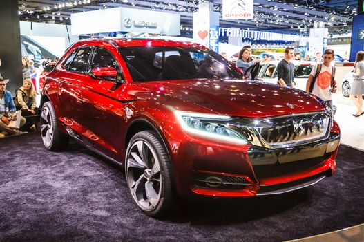 FRANKFURT - SEPT 21: Citro��n DS Wild Rubis Concept Car presented as world premiere at the 65th IAA (Internationale Automobil Ausstellung) on September 21, 2013 in Frankfurt, Germany