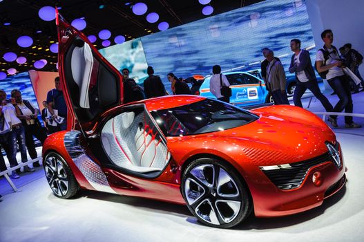 FRANKFURT - SEPT 21: Renault Alpine A110-50 Concept Car presented as world premiere at the 65th IAA (Internationale Automobil Ausstellung) on September 21, 2013 in Frankfurt, Germany