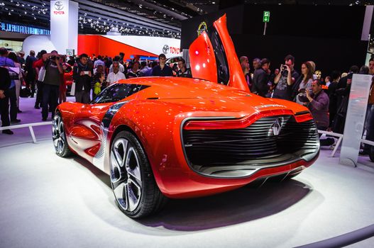 FRANKFURT - SEPT 21: Renault Alpine A110-50 Concept Car presented as world premiere at the 65th IAA (Internationale Automobil Ausstellung) on September 21, 2013 in Frankfurt, Germany