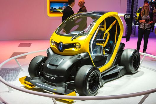 FRANKFURT - SEPT 21: RENAULT TWIZY presented as world premiere at the 65th IAA (Internationale Automobil Ausstellung) on September 21, 2013 in Frankfurt, Germany