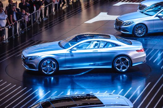 FRANKFURT - SEPT 21: Mercedes-Benz Concept S-Class Coupe presented as world premiere at the 65th IAA (Internationale Automobil Ausstellung) on September 21, 2013 in Frankfurt, Germany