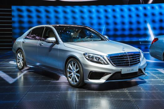 FRANKFURT - SEPT 21: Mercedes-Benz S63 AMG presented as world premiere at the 65th IAA (Internationale Automobil Ausstellung) on September 21, 2013 in Frankfurt, Germany