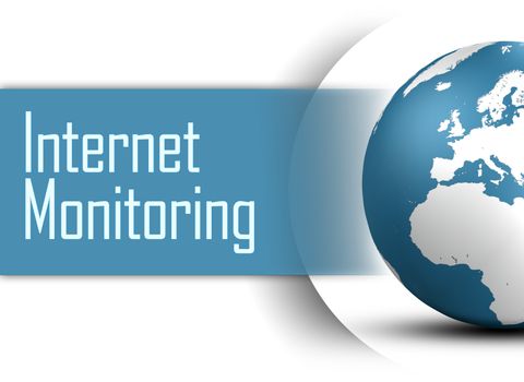 Internet Monitoring concept with globe on white background