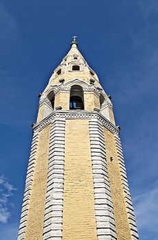 Bell tower of the Trinity Church in Tutaev, Russia. Built in 1783