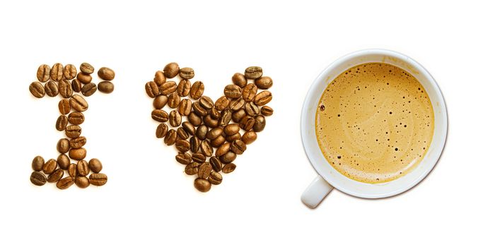 I love coffee isolated on white background