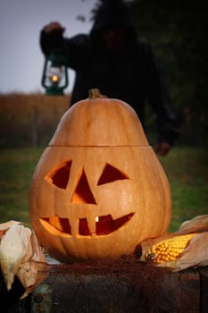 Halloween Jack o Lantern made by pumpkin