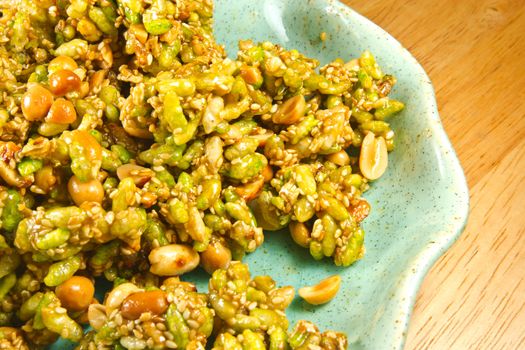 Thai sweet made of rice, nut, coconut milk, sesame-seeds and sugar