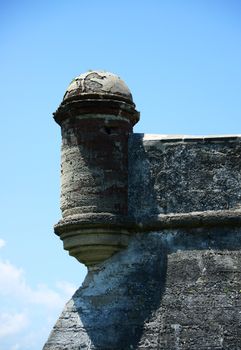 close-up of lookout tower at Castillo de San Marcos fort