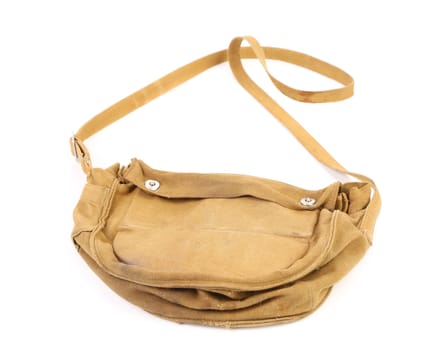 Old army bag. Isolated on a white background.