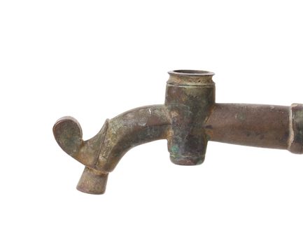 Old samovar tap. Isolated on a white background.