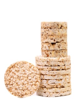 puffed rice snack on white background with clipping path