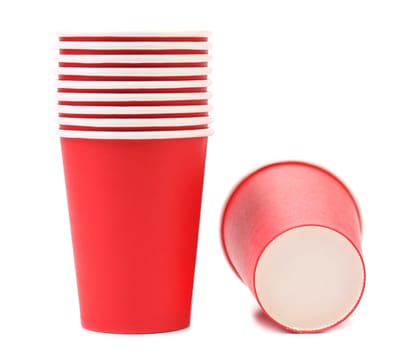 Colorful paper coffee cup. Isolated on a white background.