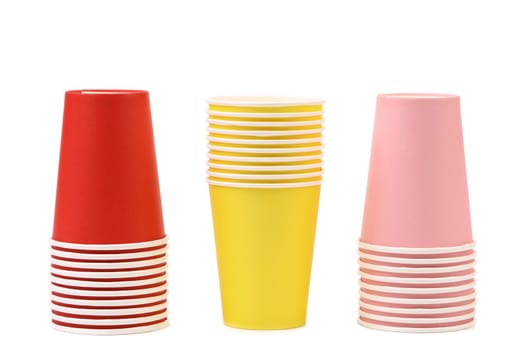 Colorful paper coffee cup. Isolated on a white background.