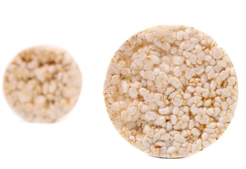 Puffed rice snack on a white background