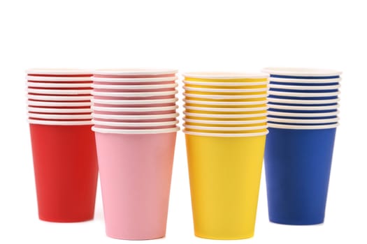Colorful paper coffee cup. Isolated on a white background.