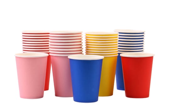 Colorful paper coffee cup. Isolated on a white background.