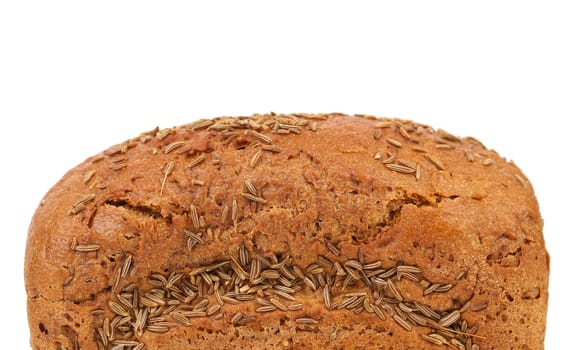 Top of rye bread with caraway seed. Close up.