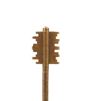 Head of bronze key. Isolated on a white background.