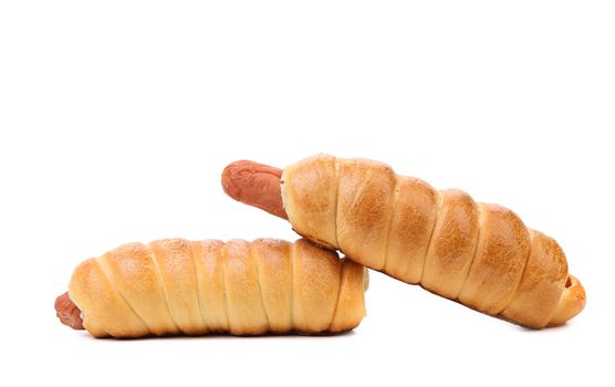 Sausage rolls isolated on a white background