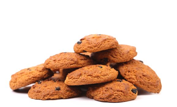 Oatmeal raisin cookie. Isolated on a white background.