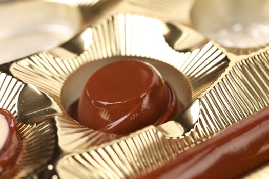 Box of chocolates. Close up. Whole background.