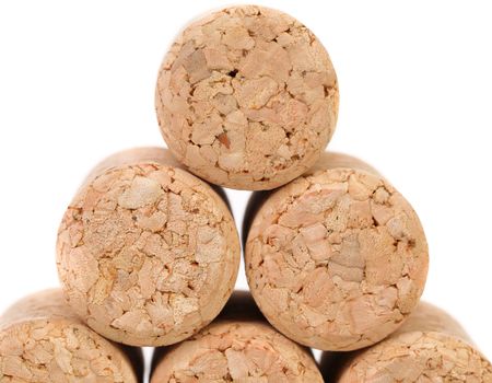 Close up of a champagne corks. White background.