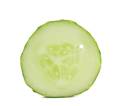Slice of resh cucumber. Isolated on a white background.
