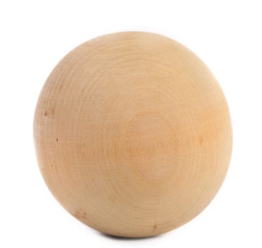 Wooden sphere isolated on a white background. Close up.
