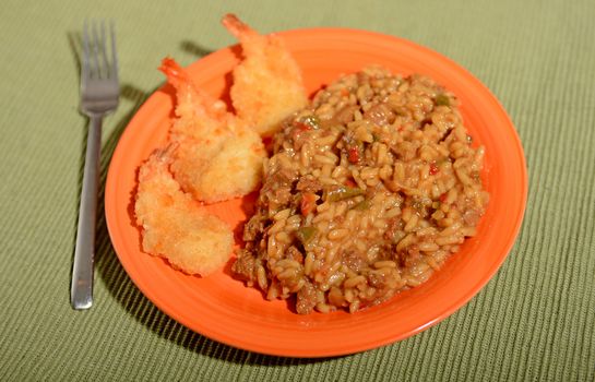 shrimp and fried rice for hearty meal