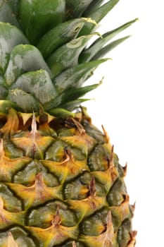 Quarter pineapple isolated on white background with copy-space for text