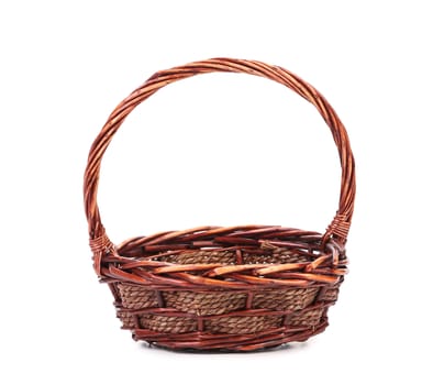 Vintage weave wicker basket isolated on a white background