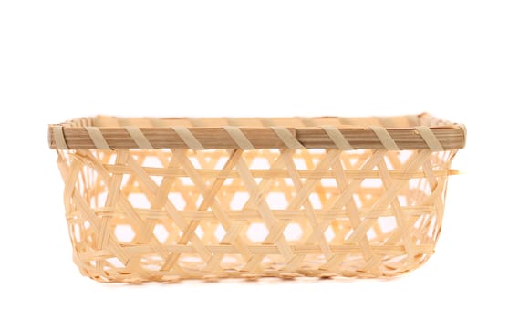 Empty wicker basket isolated on a white background