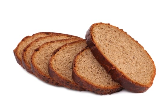 Slices of brown bread. Isolated on a white background.