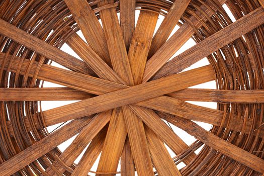 Background of bottom of the wicker basket. Close up.