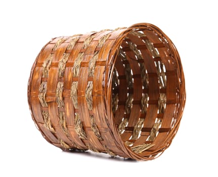 Vintage weave wicker basket isolated on a white background